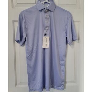 Collars and Co Dress Collar Polo Shirt Mens Small Blue‎ White Stripe Performance
